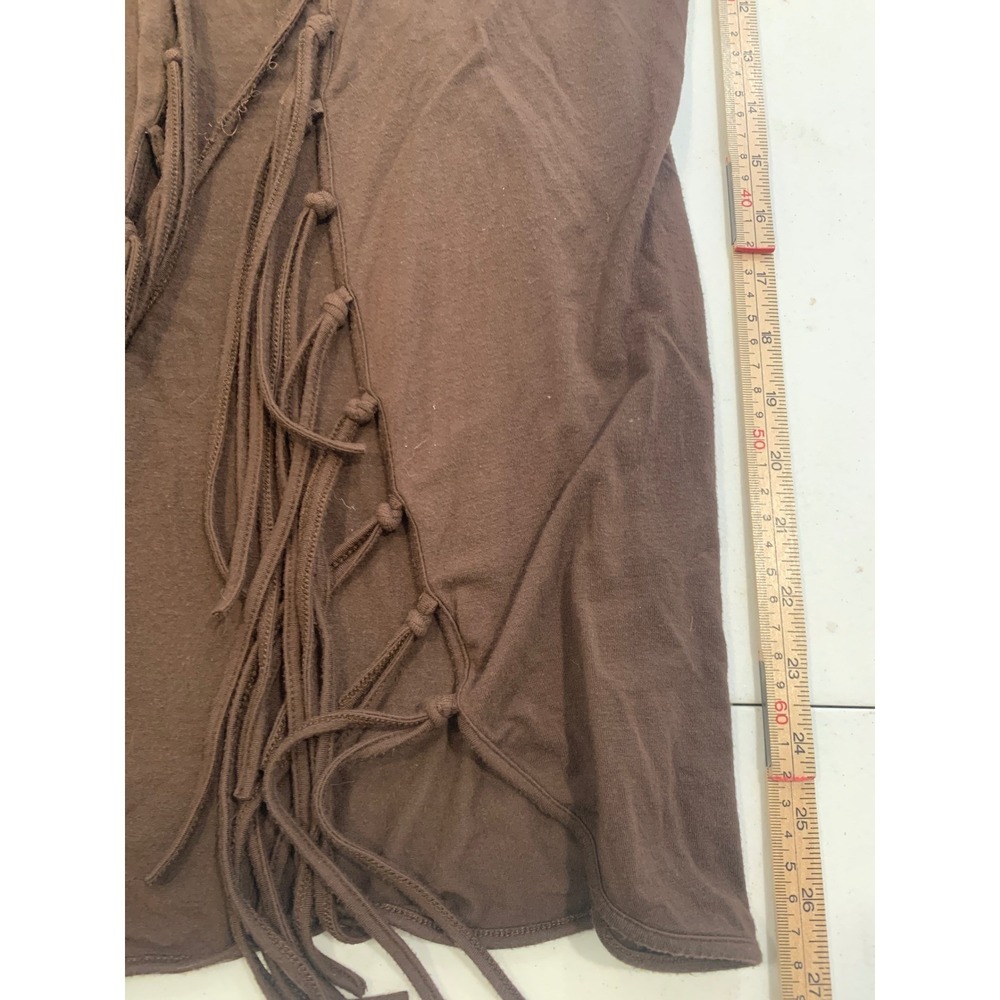 American Rag Fringe Open Front Vest Medium Brown Boho Western Hippie Women - Picture 6 of 7